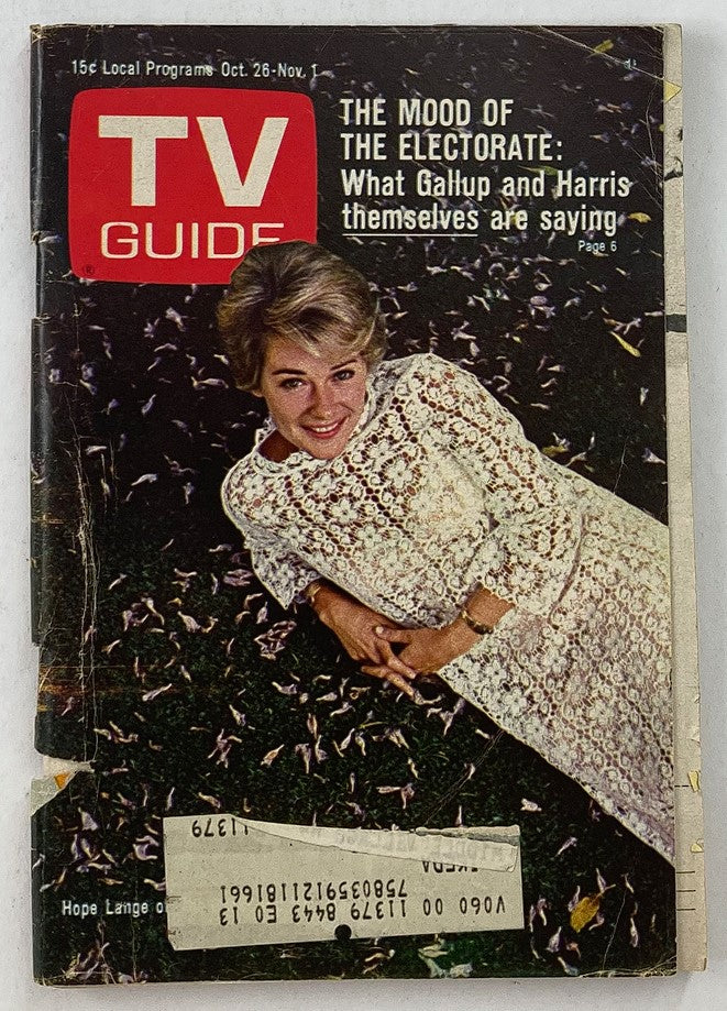 Cover of TV Guide Magazine October 26 1968 Issue #813 featuring iconic actress Hope Lange, showcasing vintage television culture.