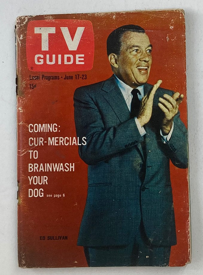 TV Guide Magazine June 17 1967 featuring Ed Sullivan on the cover, showcasing the notable television personality in a classic pose with a red background, making it a significant collectible.