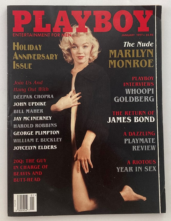Cover of Playboy Magazine January 1997 featuring Marilyn Monroe, showcasing her iconic image and the issue's notable contents.