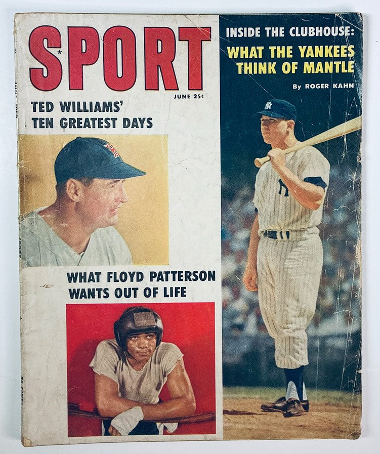 Cover of VTG Sport Magazine June 1959 Vol 27 #6 featuring baseball legends Mickey Mantle and Ted Williams, showcasing iconic sports photography and vintage design.