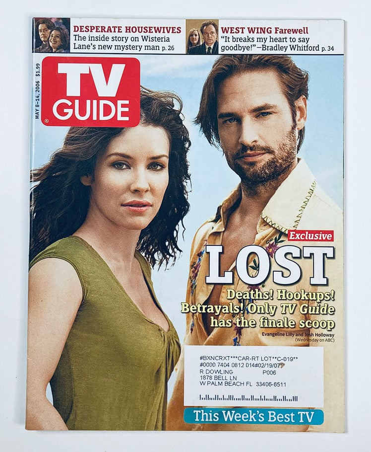 Cover of TV Guide Magazine dated May 8, 2006, Vol 54 #19 featuring Evangeline Lilly and Josh Holloway from the series Lost.