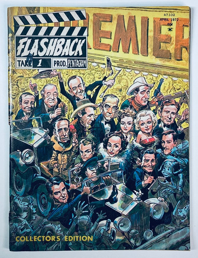 VTG Flashback Take 1 April 1972 Jack Davis Cover featuring a vibrant caricature of iconic film stars and scenes, highlighting the Collector's Edition theme.
