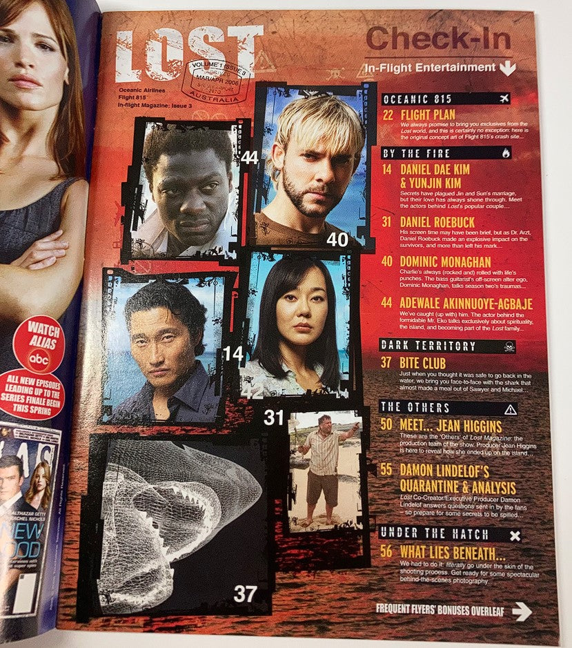 Lost The Official Magazine March 2006 No. 3 interior page highlighting cast members and episode features from the iconic series.