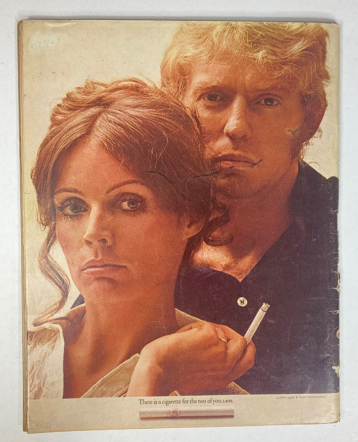 Back cover of VTG Life Magazine November 7, 1969 with an artistic depiction of a couple, showcasing the magazine's visual appeal.