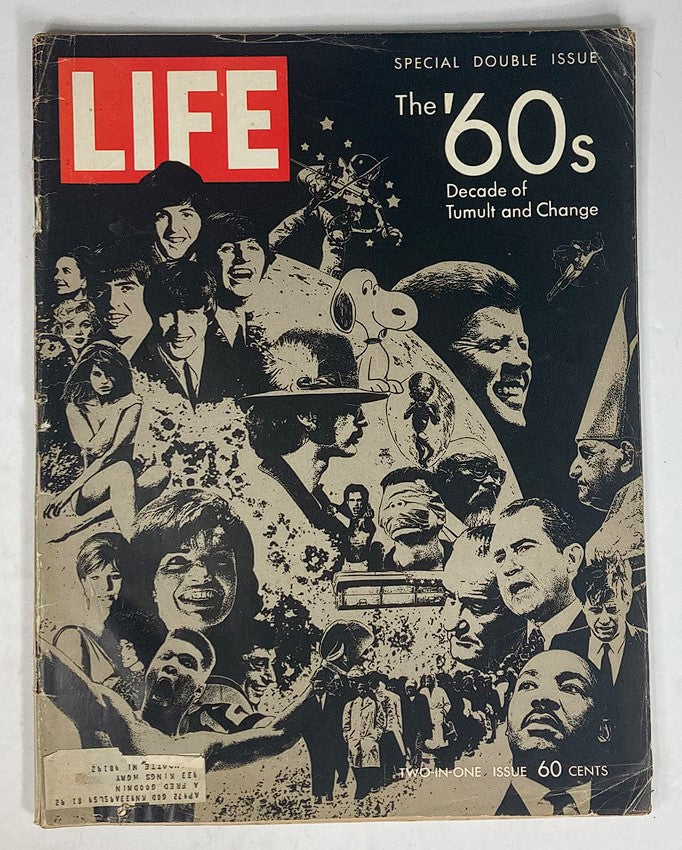 Cover of VTG Life Magazine December 26, 1969, featuring the title 'The 60s: Decade of Tumult and Change' with iconic images and figures from the 1960s.