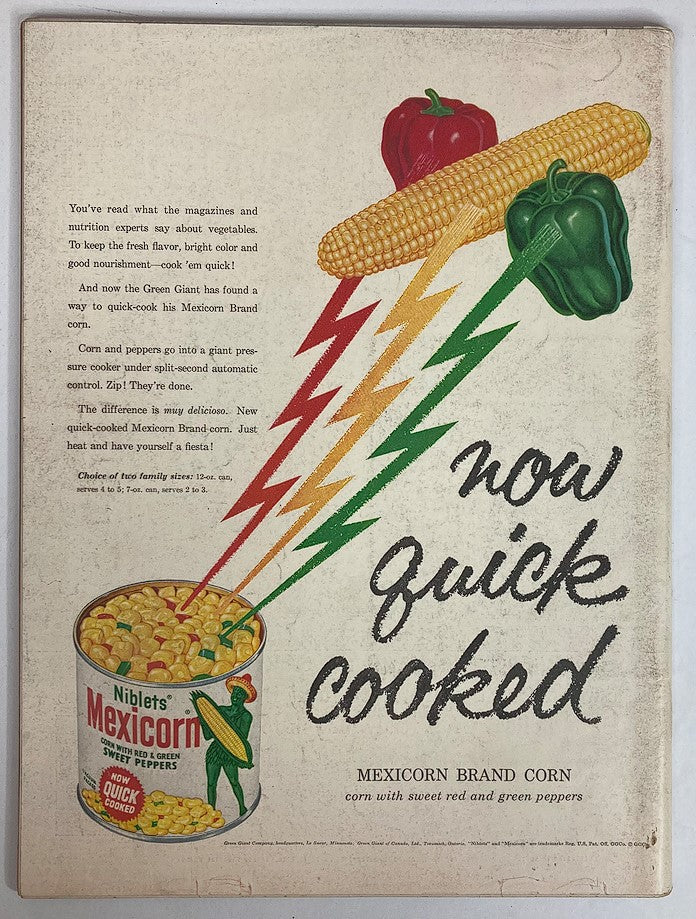Back cover of VTG Life Magazine December 2 1957 Vol 43 #23 with advertisement for Niblets Mexicorn.