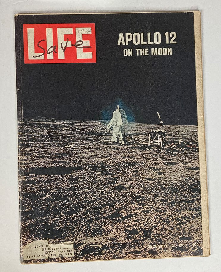 Cover of VTG Life Magazine December 12 1969, Vol 67 #24, featuring Apollo 12 on the Moon, showcasing an astronaut on the lunar surface.