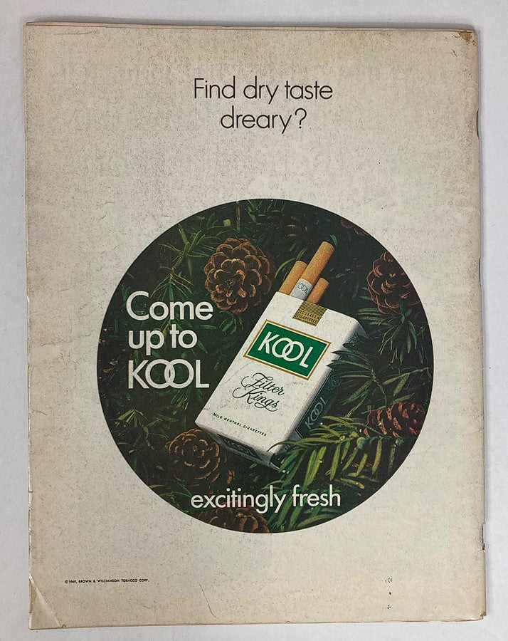 Back cover of VTG Life Magazine December 12 1969, Vol 67 #24, featuring an advertisement for KOOL cigarettes with a pine background.