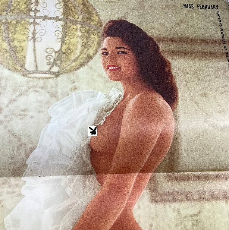 VTG Playboy Magazine February 1960 centerfold of Susie Scott, highlighting her classic beauty and allure in a vintage setting.