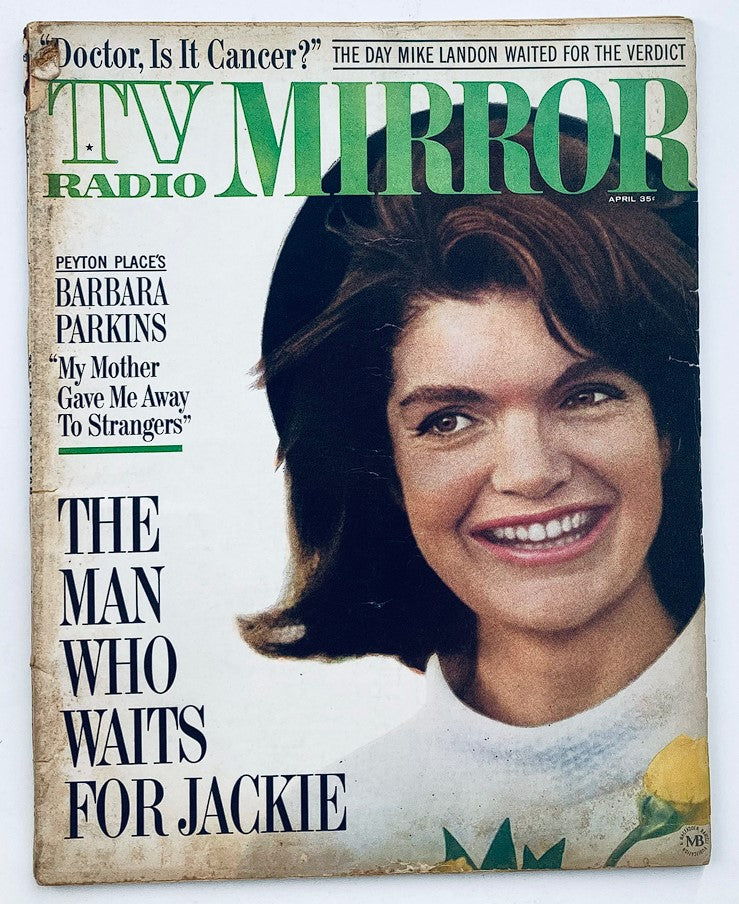 VTG TV Radio Mirror Magazine April 1965 featuring Jackie Kennedy and Barbara Parkins on the cover, capturing the essence of 1960s pop culture.