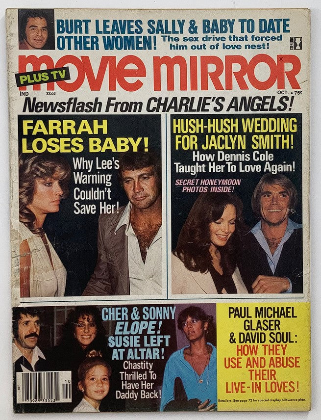 Cover of VTG Movie Mirror Magazine October 1977 Vol 21 #12 featuring articles and images related to Farrah Fawcett and Charlie's Angels.