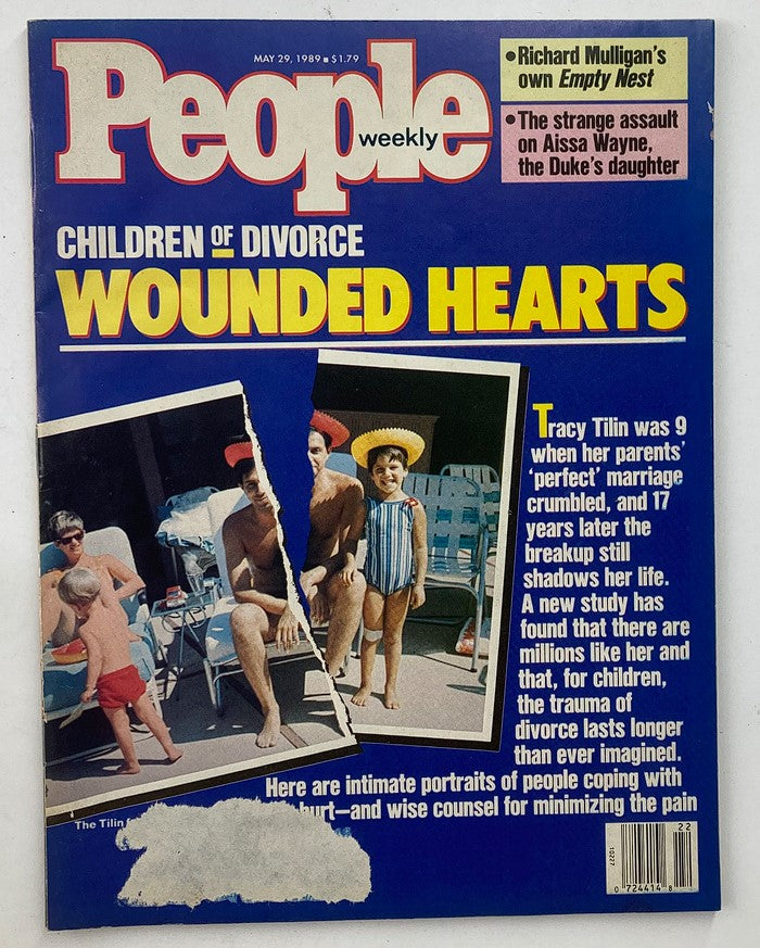 Cover of the VTG People Weekly Magazine dated May 29, 1989, featuring the title 'Children of Divorce' with a poignant article by Tracy Tilin. The cover highlights themes of emotional impact and societal trends regarding divorce.