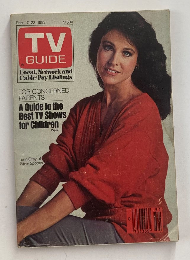 TV Guide Magazine from December 17, 1983, featuring Erin Gray from the classic series Silver Spoons on the cover. This vintage magazine highlights pop culture and television programming of the early 80s, making it a collectible item for enthusiasts and fans of classic TV.