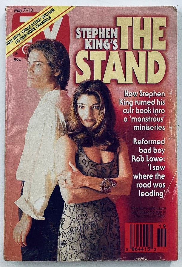 Cover of TV Guide Magazine May 7, 1994 featuring Rob Lowe and Laura Giacomo, highlighting Stephen King's The Stand with notable mention of its adaptation into a miniseries.