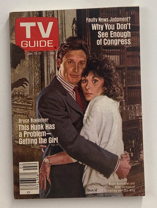TV Guide Magazine January 11 1986 featuring Bruce Boxleitner and Kate Jackson on the cover, highlighting vintage television culture from the 1980s.