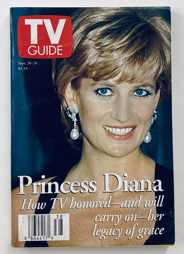 TV Guide Magazine from September 20, 1997 featuring Princess Diana on the cover, showcasing her elegant smile and iconic style, highlighting how television honored her legacy.