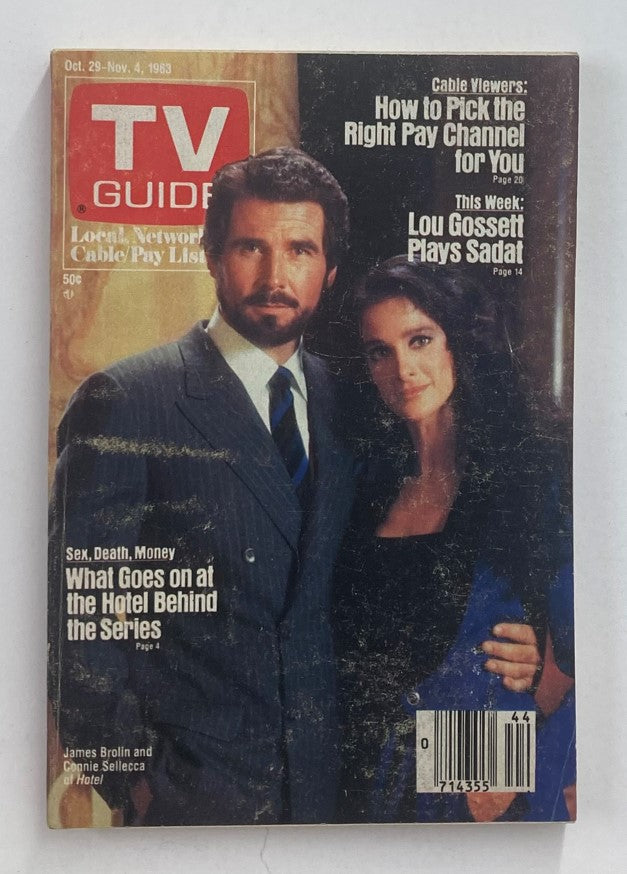 TV Guide Magazine October 29, 1983 featuring James Brolin and Connie Sellecca on the cover, showcasing classic television culture and nostalgia.