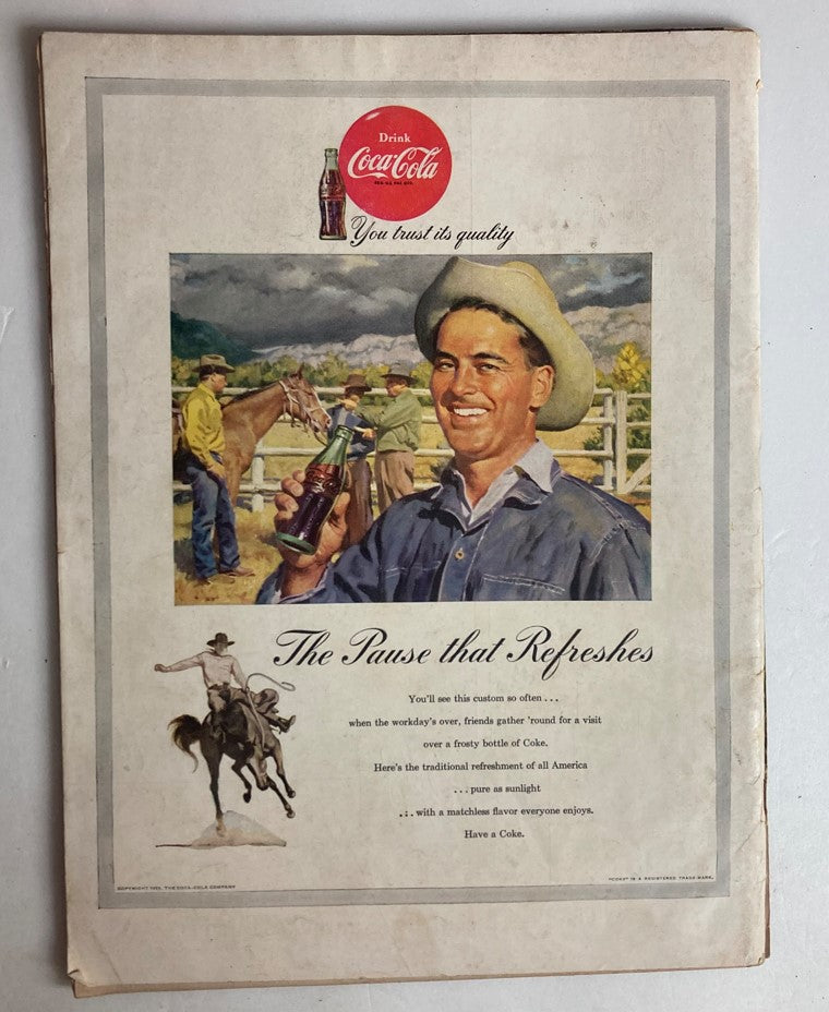 Back cover of Vintage Life Magazine July 20, 1953, featuring a Coca-Cola advertisement emphasizing traditional American leisure and refreshment.