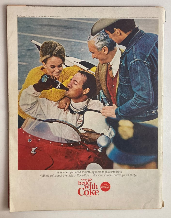 Back cover of VTG Life Magazine May 7, 1965 featuring an advertisement for Coca-Cola, highlighting its refreshing appeal.