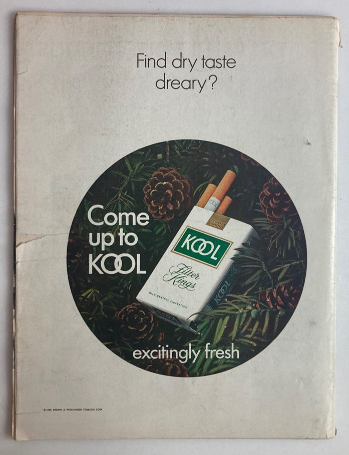 Back cover of Life Magazine, December 12, 1969, Vol 67 No 24, displaying an advertisement for Kool cigarettes with a holiday theme.