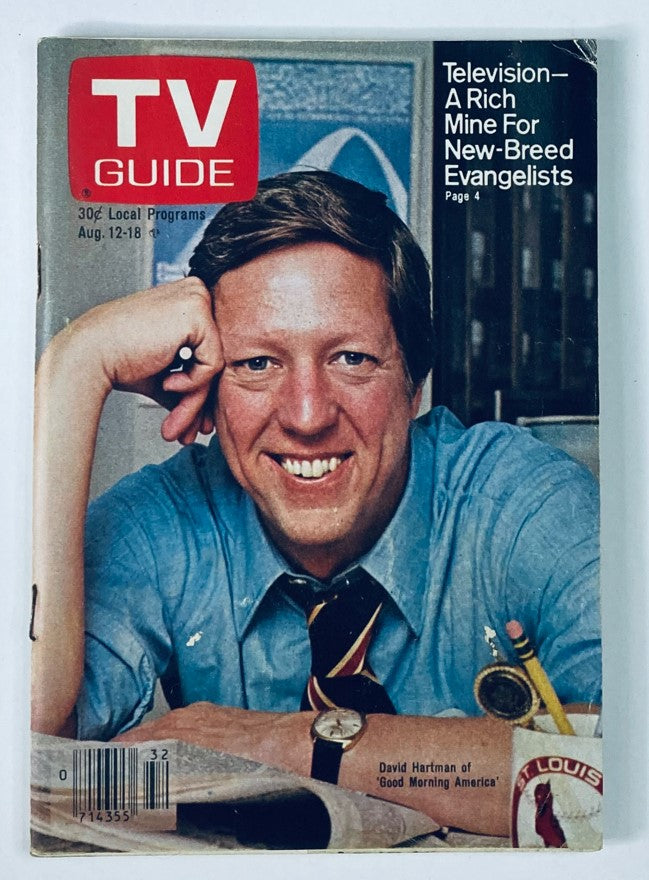 TV Guide Magazine August 12 1978 featuring David Hartman on the cover. The magazine highlights television programming of the era and includes cultural commentary, making it a valuable collectible for vintage TV enthusiasts.