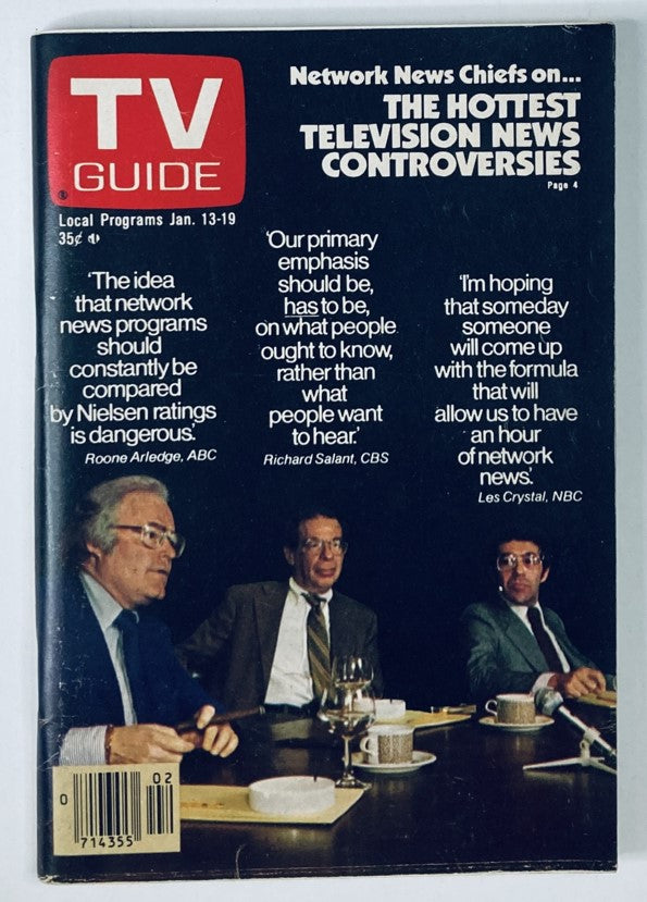 TV Guide Magazine January 13 1979 Network News Chiefs New Jersey-PA Ed. No Label