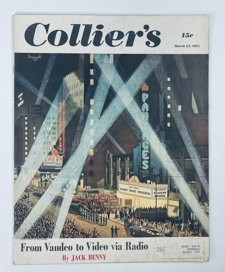 Cover of VTG Collier's Magazine from March 24, 1951, featuring an artistic depiction related to the theme 'From Vaudeo to Video via Radio'.
