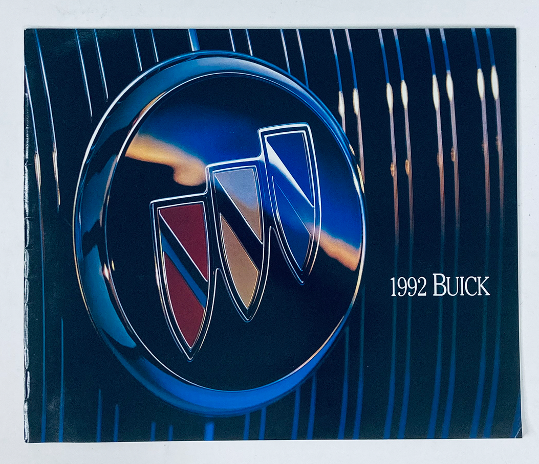 1992 Buick Dealer Showroom Sales Brochure Guide Catalog featuring the iconic Buick logo against a sleek background.