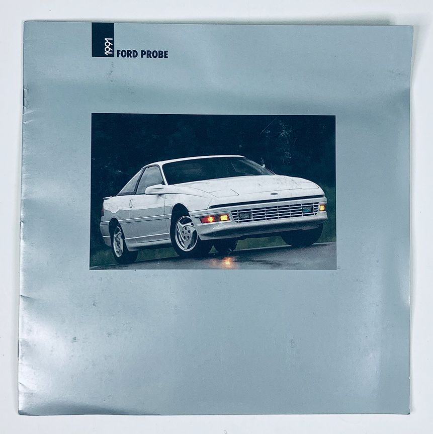 1991 Ford Probe Dealer Showroom Sales Brochure Guide Catalog cover featuring a white Ford Probe against a natural backdrop.