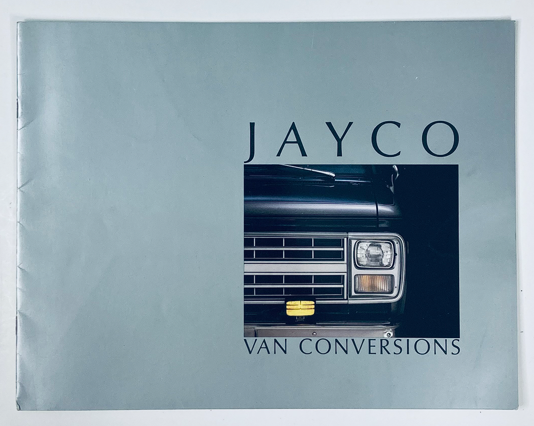 1984 Jayco Van Conversions Dealer Showroom Sales Brochure showcasing the front design of a Jayco van, emphasizing the unique features of the van conversions.