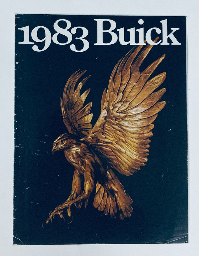 Cover of the 1983 Buick Dealer Showroom Sales Brochure Guide Catalog featuring a striking design with an artistic eagle illustration.