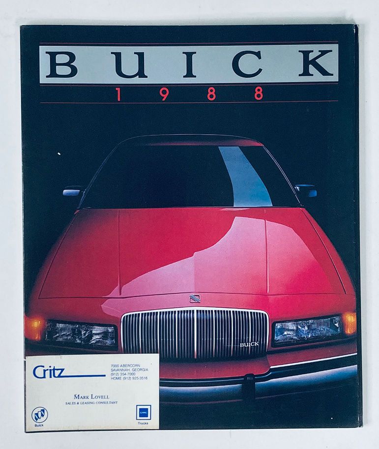 1988 Buick Dealer Showroom Sales Brochure Guide Catalog featuring a striking red Buick vehicle on the cover, showcasing the iconic design and branding of Buick for that year.