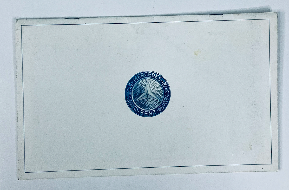 Front cover of the 1979 Mercedes Benz Dealer Showroom Sales Brochure Guide Catalog featuring the iconic Mercedes-Benz logo in blue.