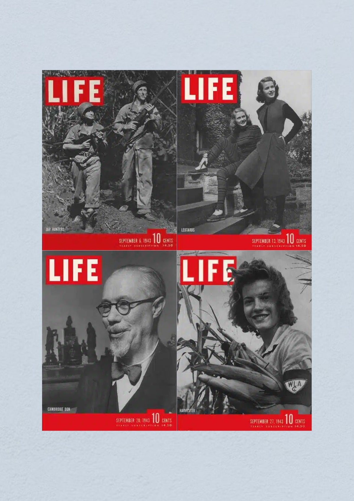 Life Magazine September 27, 1943 cover featuring a female harvester embracing wartime agriculture.