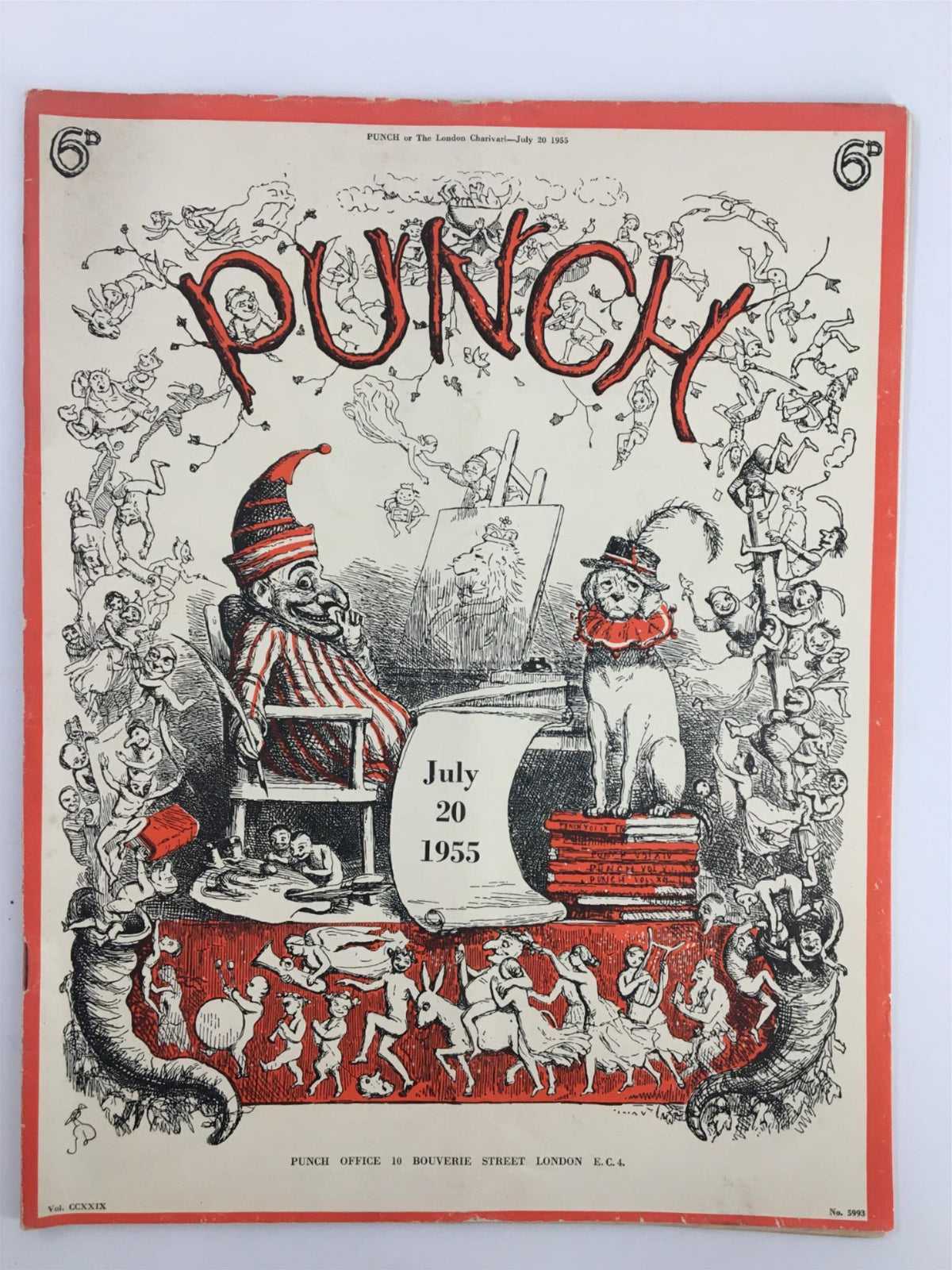 Cover of VTG Punch July 20 1955 Cartoon & Humour Magazine featuring vibrant illustrations and whimsical characters, capturing the essence of post-WWII humor.