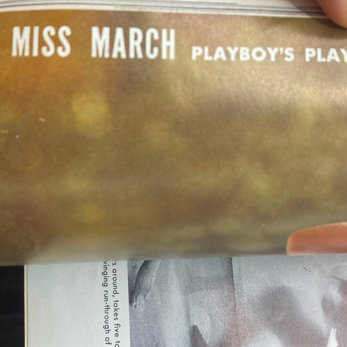Inside page of VTG Playboy Magazine March 1961 showcasing the section 'Miss March' featuring vintage design and typography.