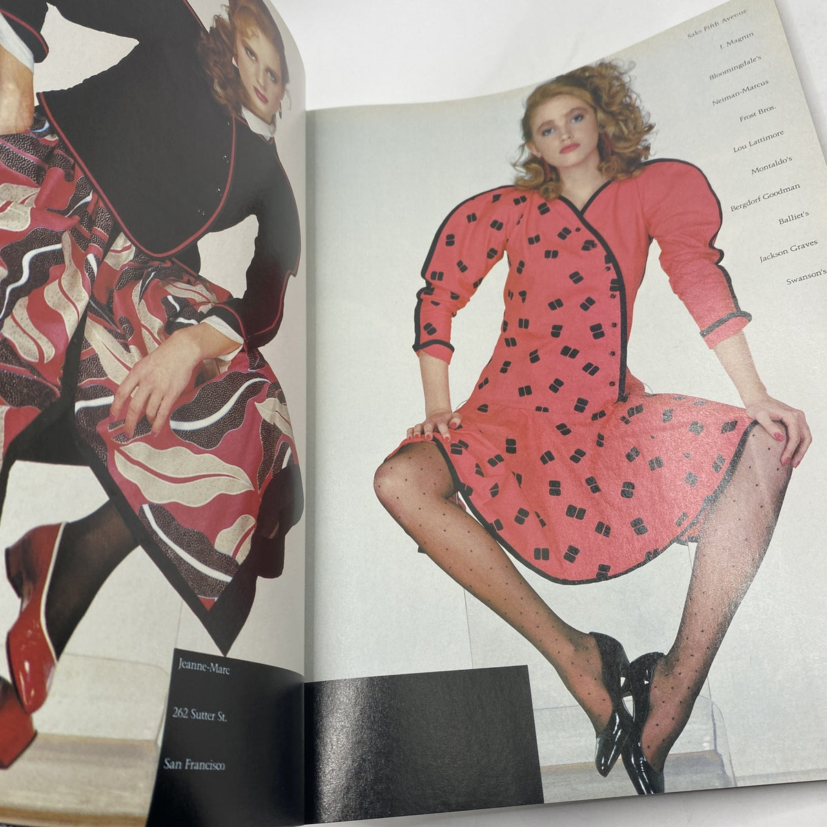 VTG Vogue Magazine February 1982 Mariel Hemingway by Bill King - Fashion spread featuring models in bold vintage outfits with eye-catching patterns and textures, reflecting 1980s fashion trends.