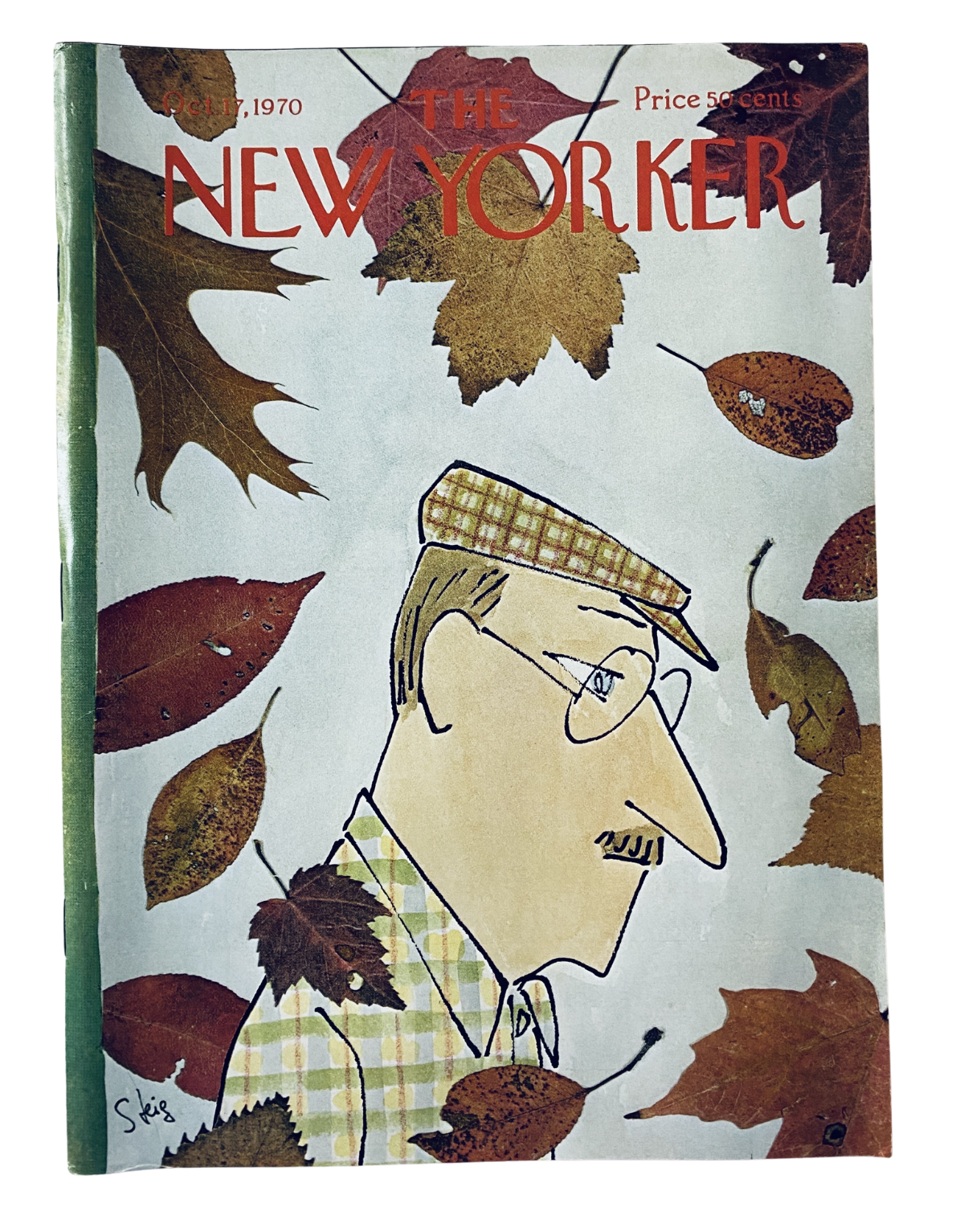 Cover of The New Yorker Magazine from October 17, 1970 featuring autumn leaves and a character illustration by William Steig.