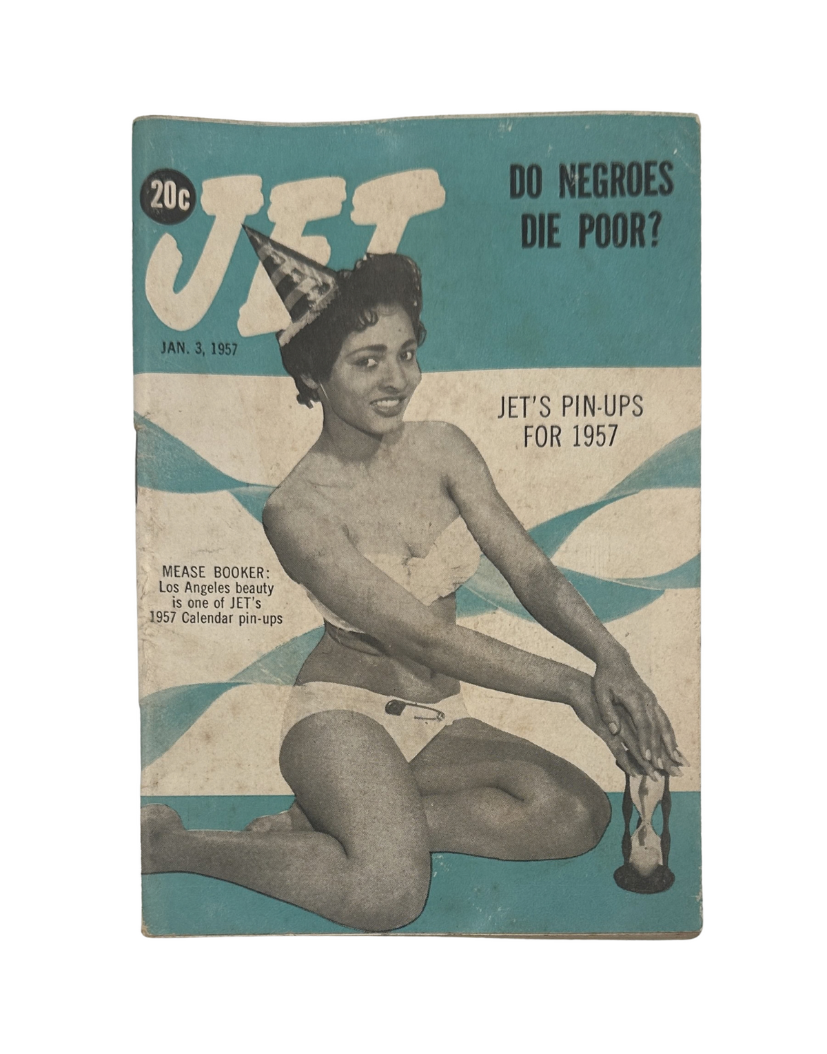 Cover of Jet Magazine January 3, 1957 featuring Mease Booker, highlighting Jet's Pin-Ups for 1957, showcasing a Los Angeles beauty posing in a swimsuit.