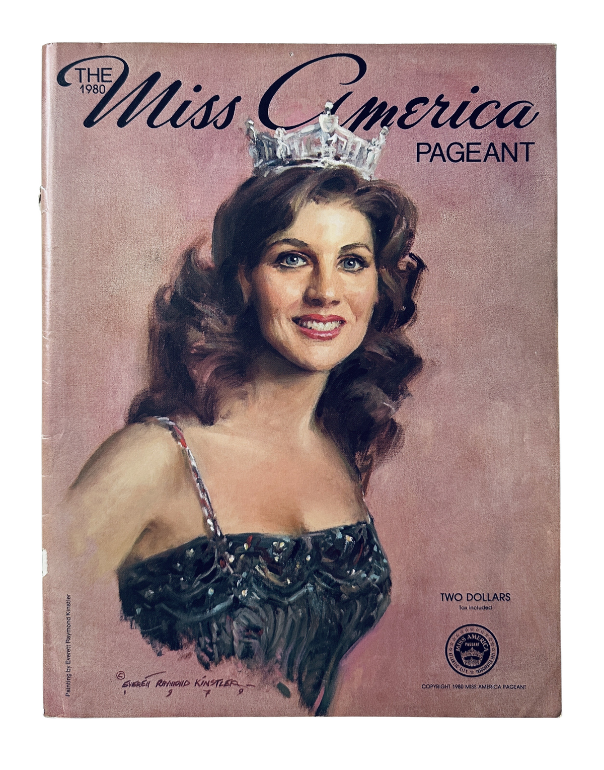Cover of The 1980 Miss America Pageant Magazine Program featuring Cheryl Prewitt, Miss America 1980, with a crown and wearing a sparkling gown.