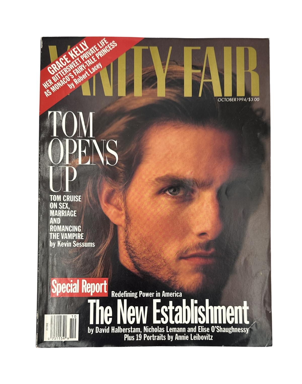 Vanity Fair Magazine October 1994 cover featuring Tom Cruise, highlighting his candid interview about sex, marriage, and the movie Interview with the Vampire. Special Report on redefining power in America.