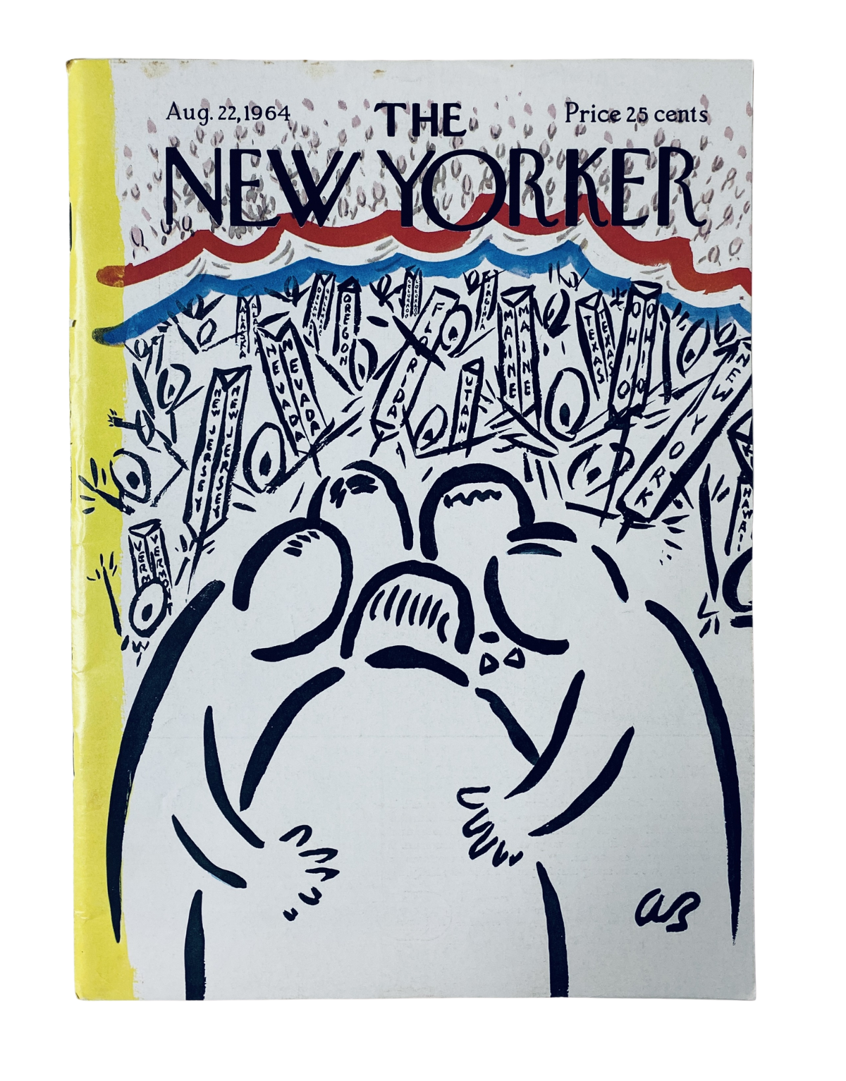 The New Yorker Magazine cover from August 22, 1964, featuring an illustrated crowd face design by A. Birnbaum.