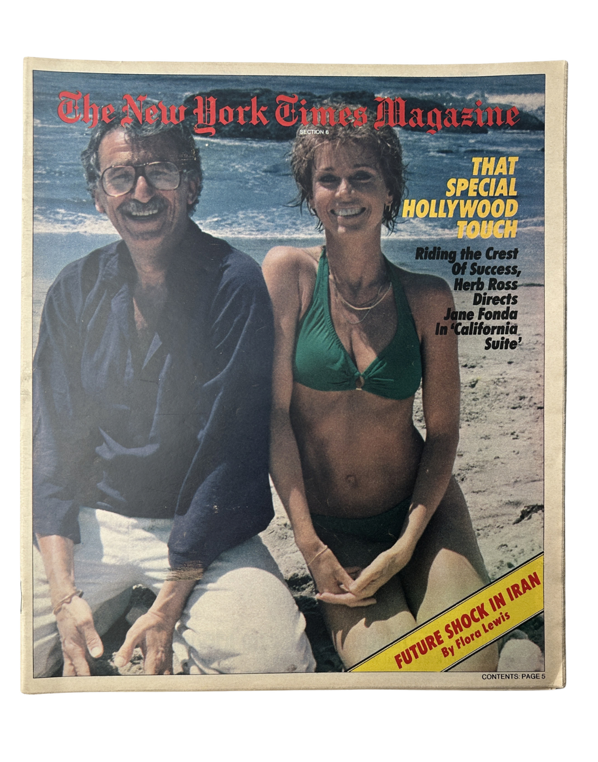 Cover of The New York Times Magazine from 1978 featuring Herb Ross and Jane Fonda, highlighting 'That Special Hollywood Touch' and 'Future Shock in Iran' by Flora Lewis.