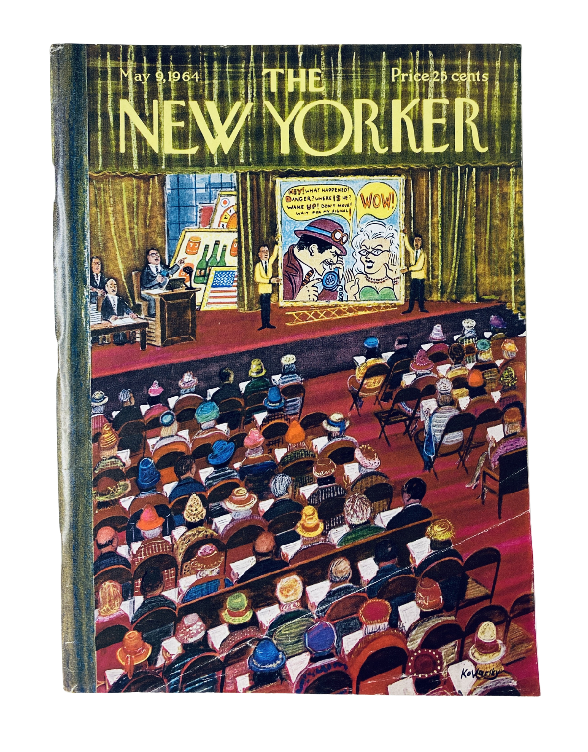 The New Yorker Magazine May 9, 1964 cover featuring a political convention cartoon, illustrated by Kovarsky, depicting a lively audience and humorous commentary on modern events.