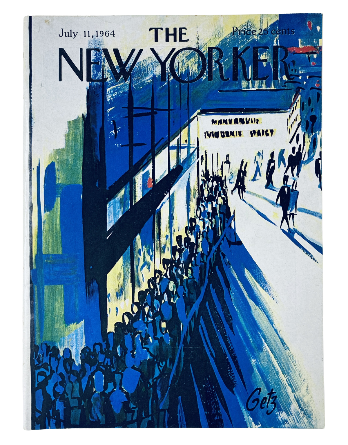 Cover of The New Yorker magazine dated July 11, 1964 featuring an illustration by Arthur Getz depicting a crowded city scene.