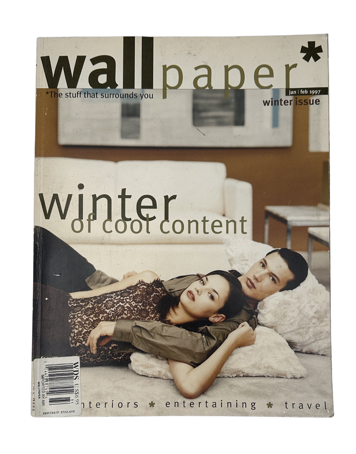 Wallpaper Magazine January/February 1997 Winter Issue featuring a couple on the cover, highlighting design and travel themes.