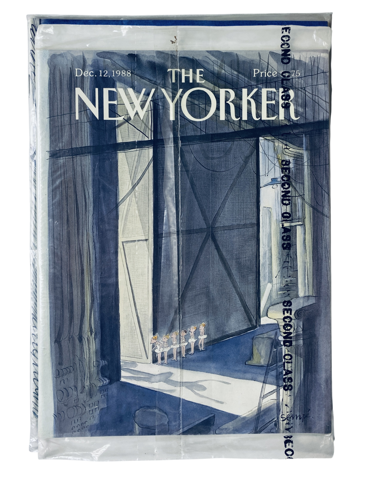 SEALED The New Yorker Magazine December 12, 1988, featuring a Ballet Rehearsal cover illustration by Sempé, presented in brand new condition with original factory seal.