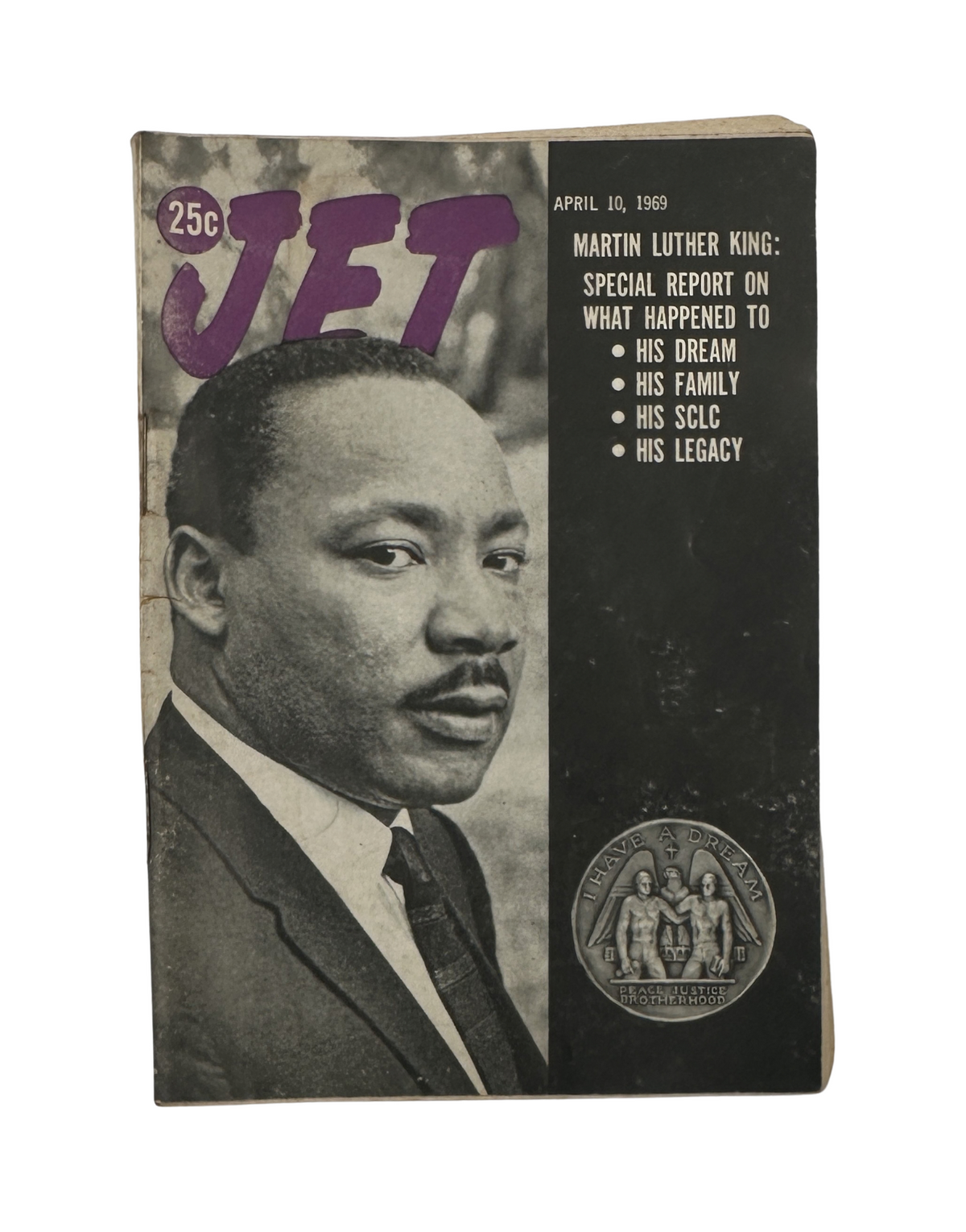 Jet Magazine April 10, 1969 Martin Luther King Special Report Cover featuring a portrait of Martin Luther King Jr. with highlights on his dream, family, SCLC, and legacy.