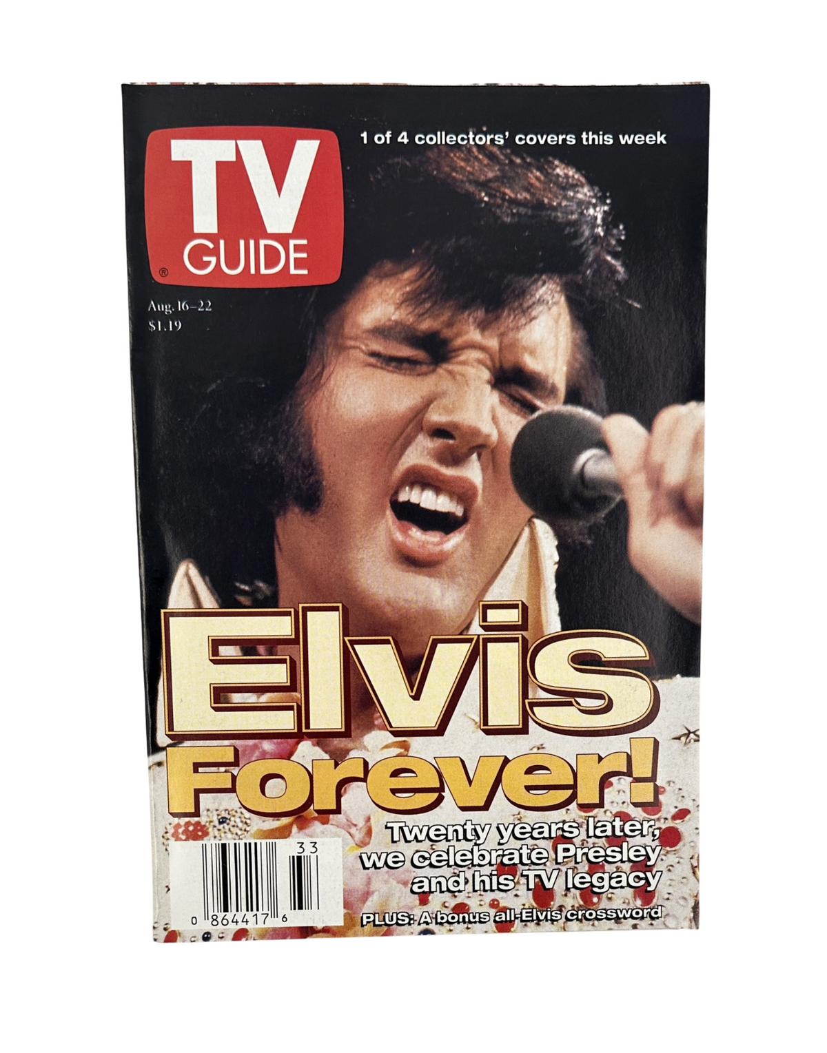 Cover of TV Guide Magazine dated August 16, 1997 featuring the title 'Elvis Forever' celebrating Elvis Presley and his TV legacy. The cover includes an image of Elvis performing.