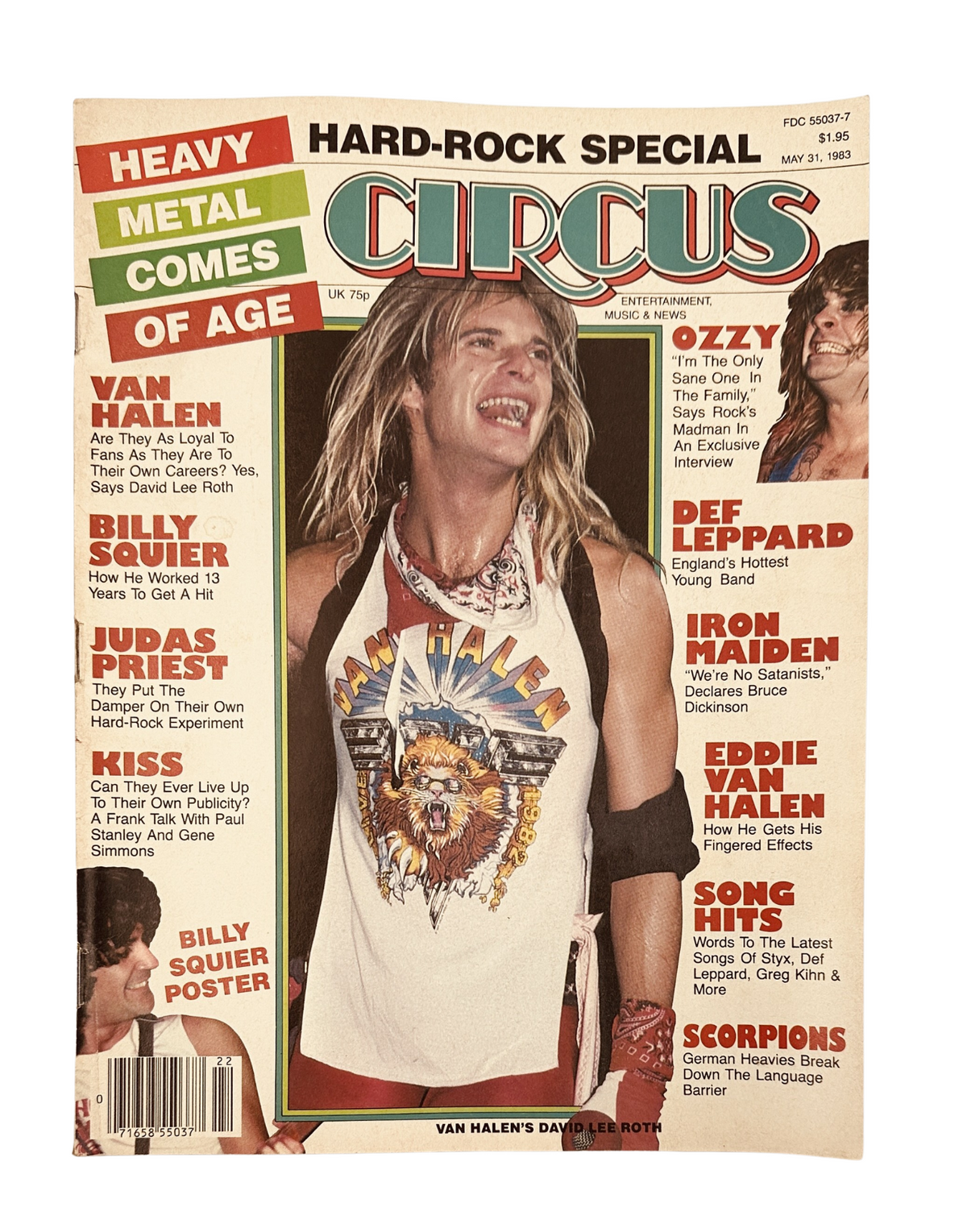 Circus Magazine May 31, 1983 cover featuring David Lee Roth, Ozzy Osbourne, Def Leppard, and Iron Maiden with a headline about heavy metal's resurgence.